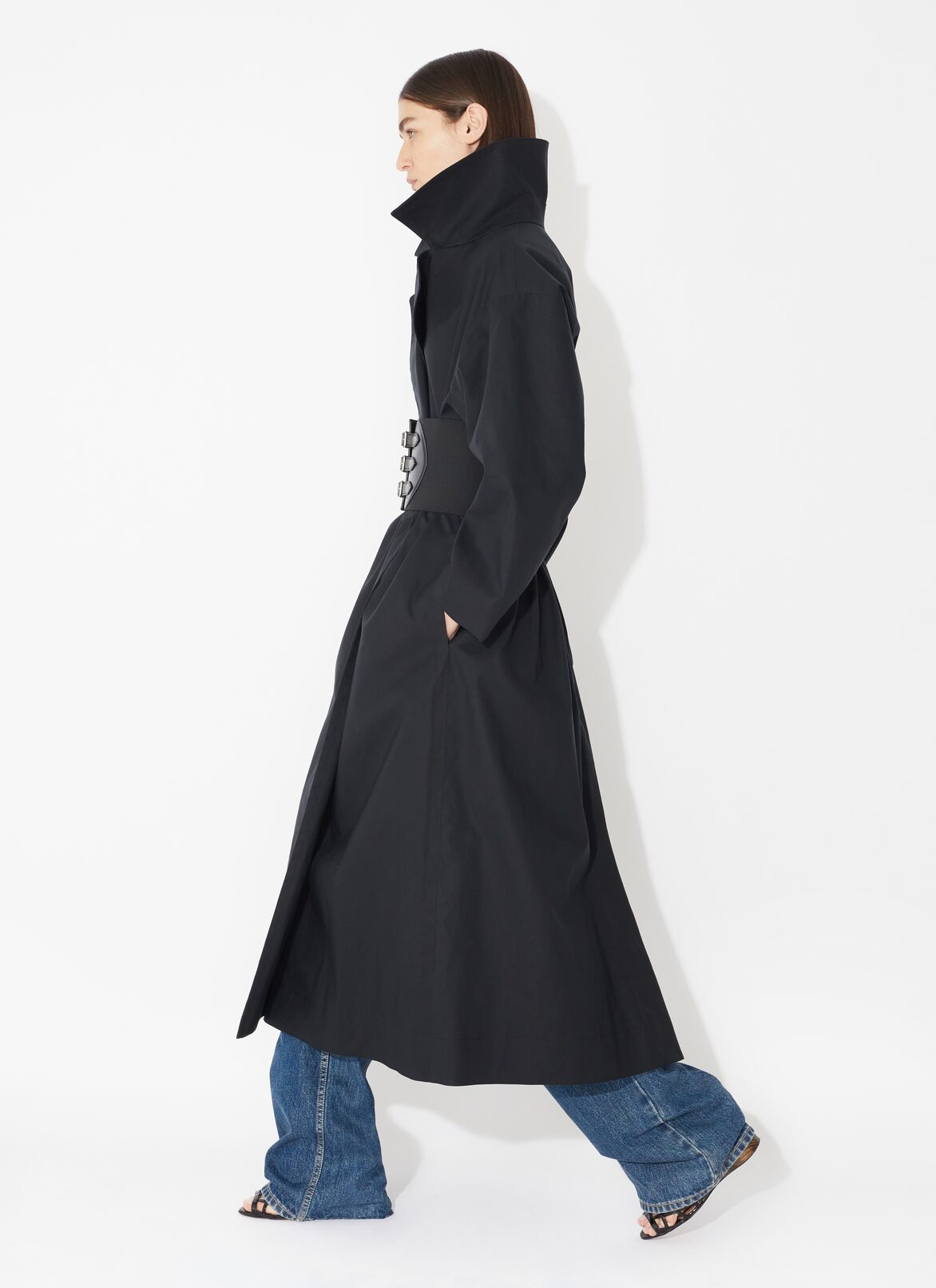 Cotton belted trench ALAÏA BLACK COTTON BELTED TRENCH